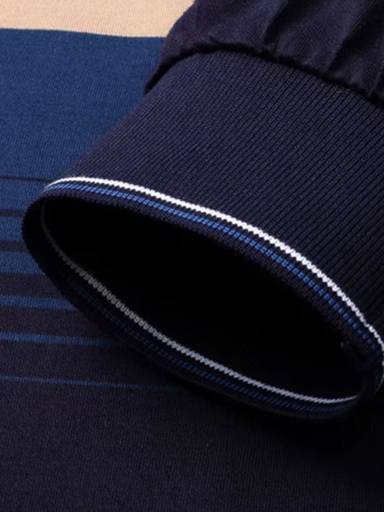 Langarm gestreiftes Polo-Shirt für stilbewusste Herren