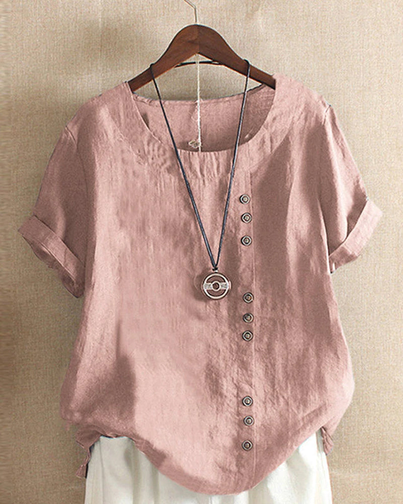 Elegante Kurzarm-Bluse für Damen mit Rundhalsausschnitt-1