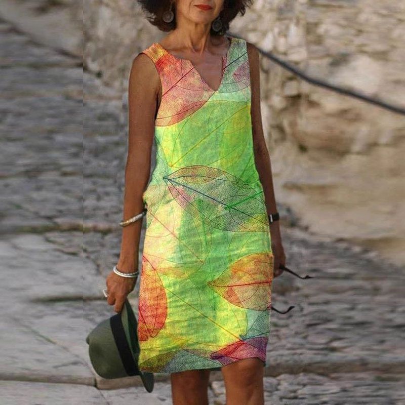 Variant image for Ärmelloses Herbstkleid für Damen mit Eleganten Blätterdruck-8