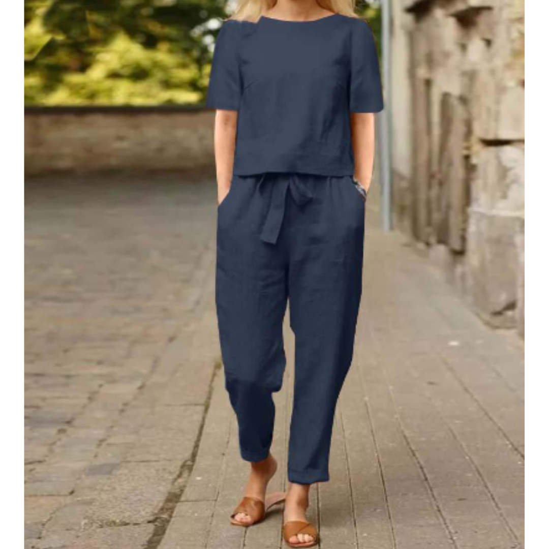Variant image for Elegantes Zweiteiliges Damen Set – Kurzarm Bluse & Haremshose-9