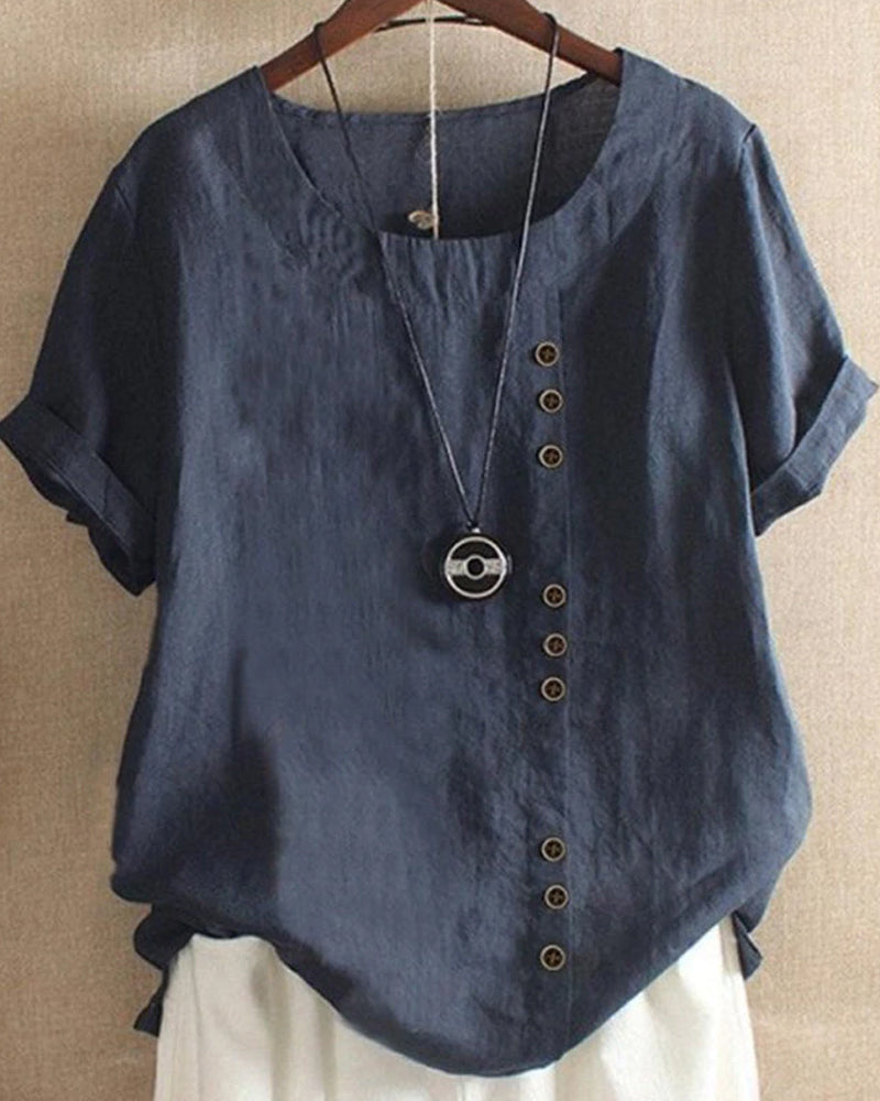 Elegante Kurzarm-Bluse für Damen mit Rundhalsausschnitt-4