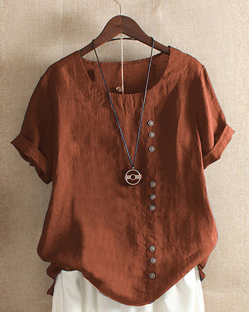 Variant image for Elegante Kurzarm-Bluse für Damen mit Rundhalsausschnitt-17