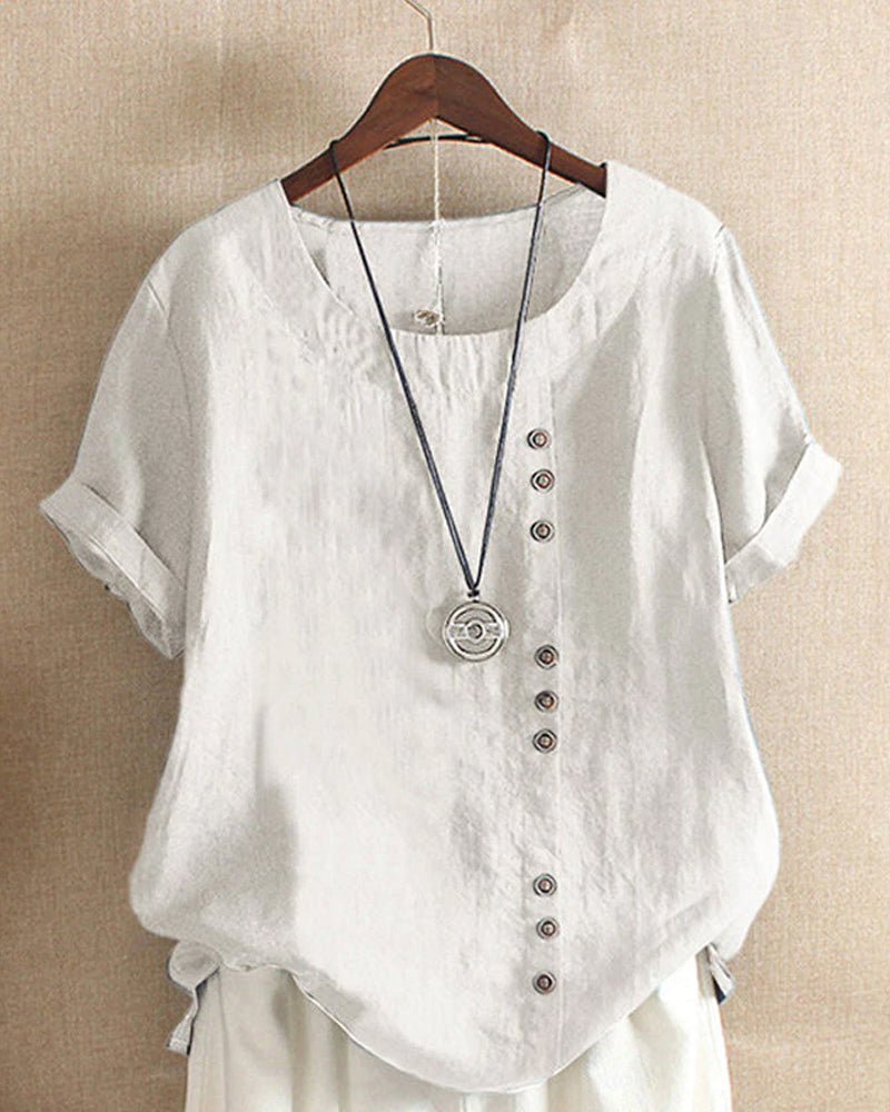Elegante Kurzarm-Bluse für Damen mit Rundhalsausschnitt-2