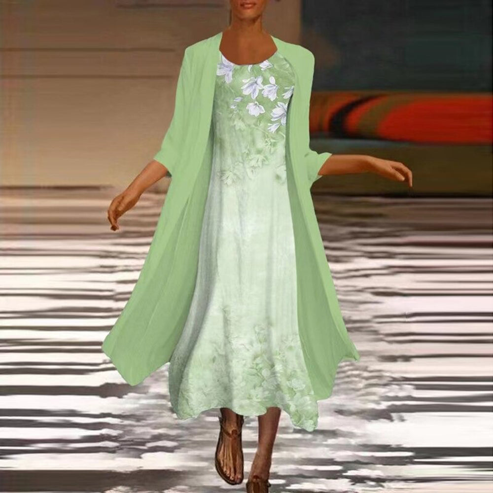 Damenkleid Blumenmuster Langarm Festlich Elegantes Kleid für Hochzeitsgast 4