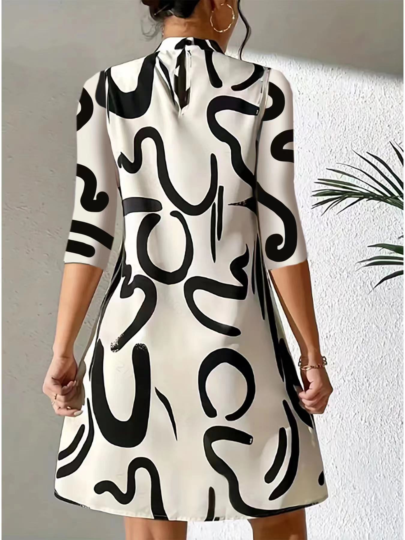 Elegantes Damenkleid mit Herbstprint für Feste und Alltag-4