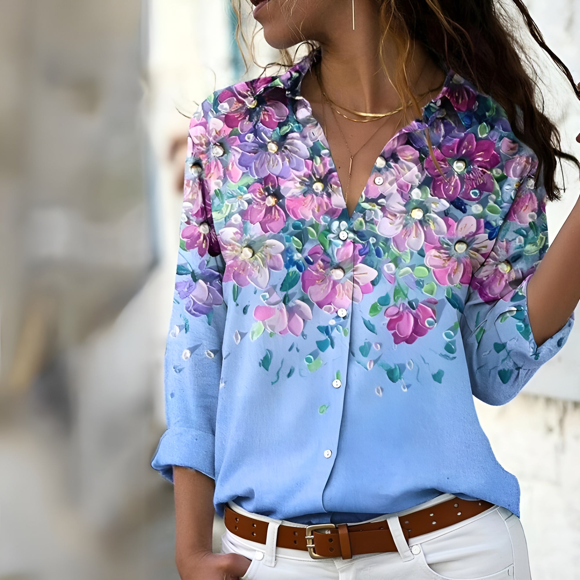 Hochwertige Damen Bluse mit Dynamischen Mustern – Lässig & Elegant-3