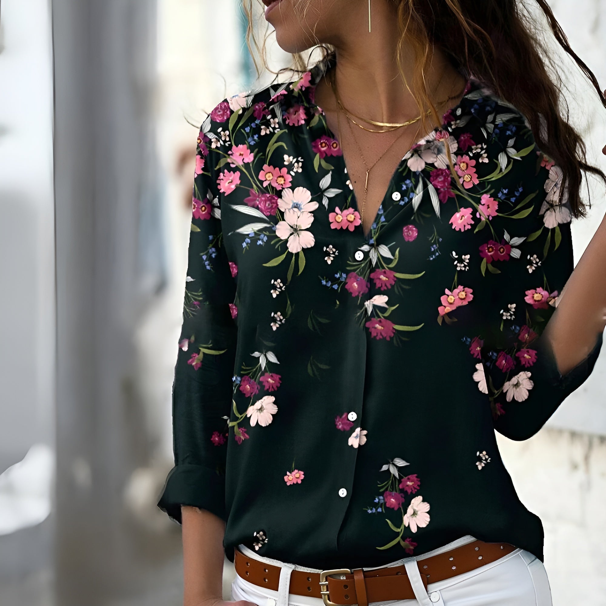 Hochwertige Damen Bluse mit Dynamischen Mustern – Lässig & Elegant-4