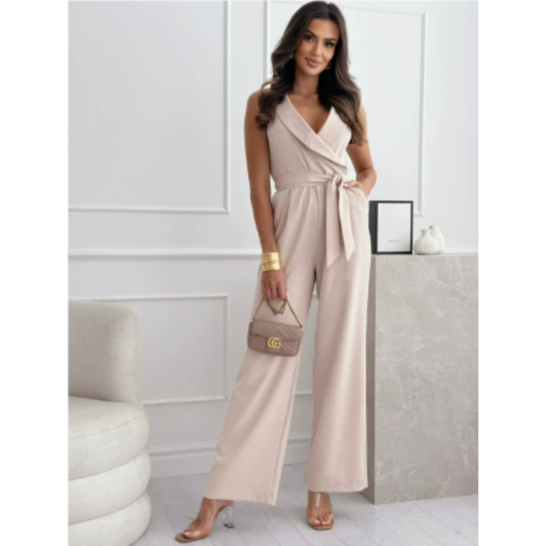 Variant image for Eleganter Damen Jumpsuit V-Ausschnitt Weites Bein Hochzeitslook-11
