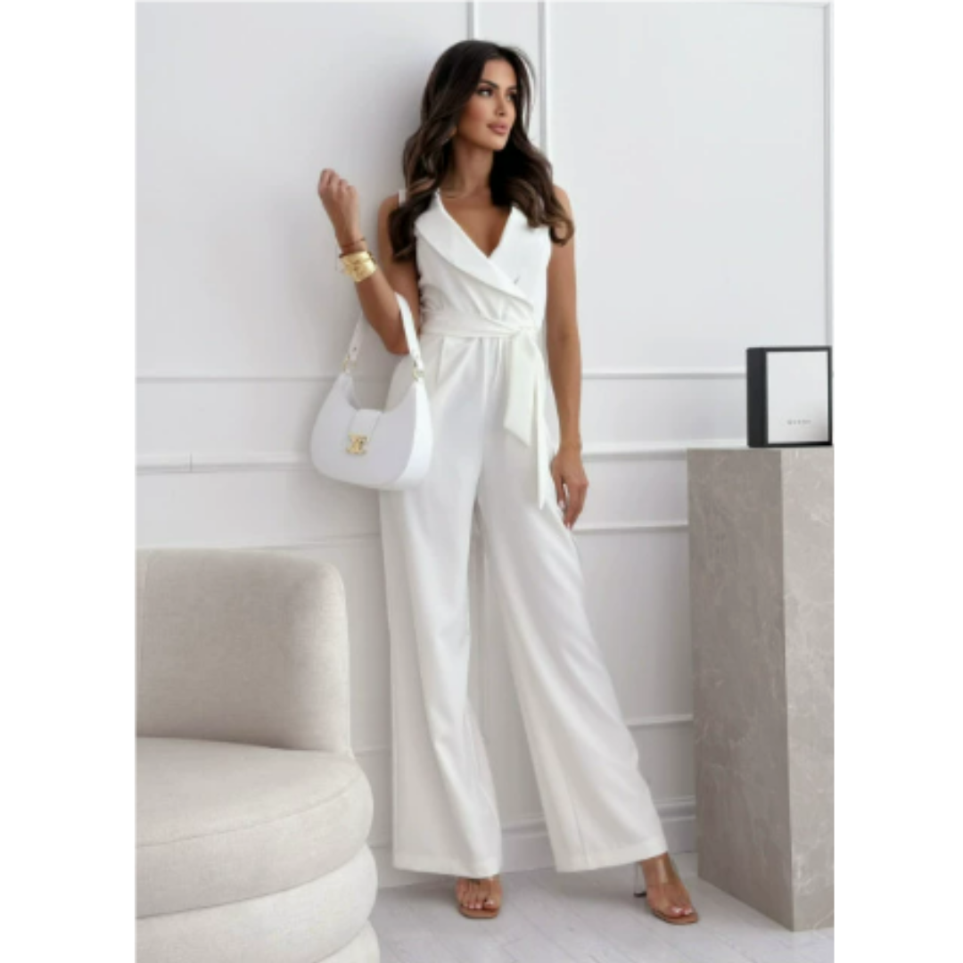 Variant image for Eleganter Damen Jumpsuit V-Ausschnitt Weites Bein Hochzeitslook-16