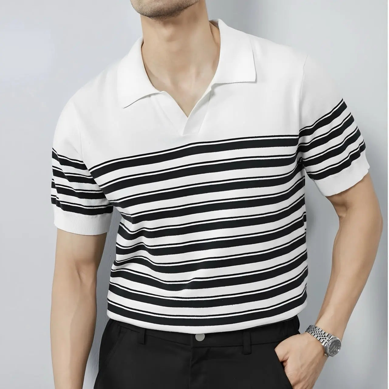 ZVNT polo Klassisches Streifen-Mesh-Polo für stilbewusste Herren