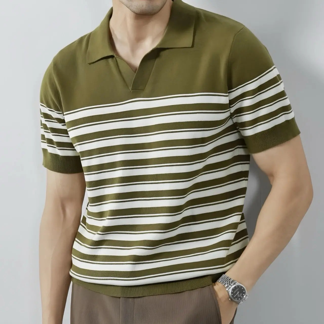 ZVNT polo Klassisches Streifen-Mesh-Polo für stilbewusste Herren
