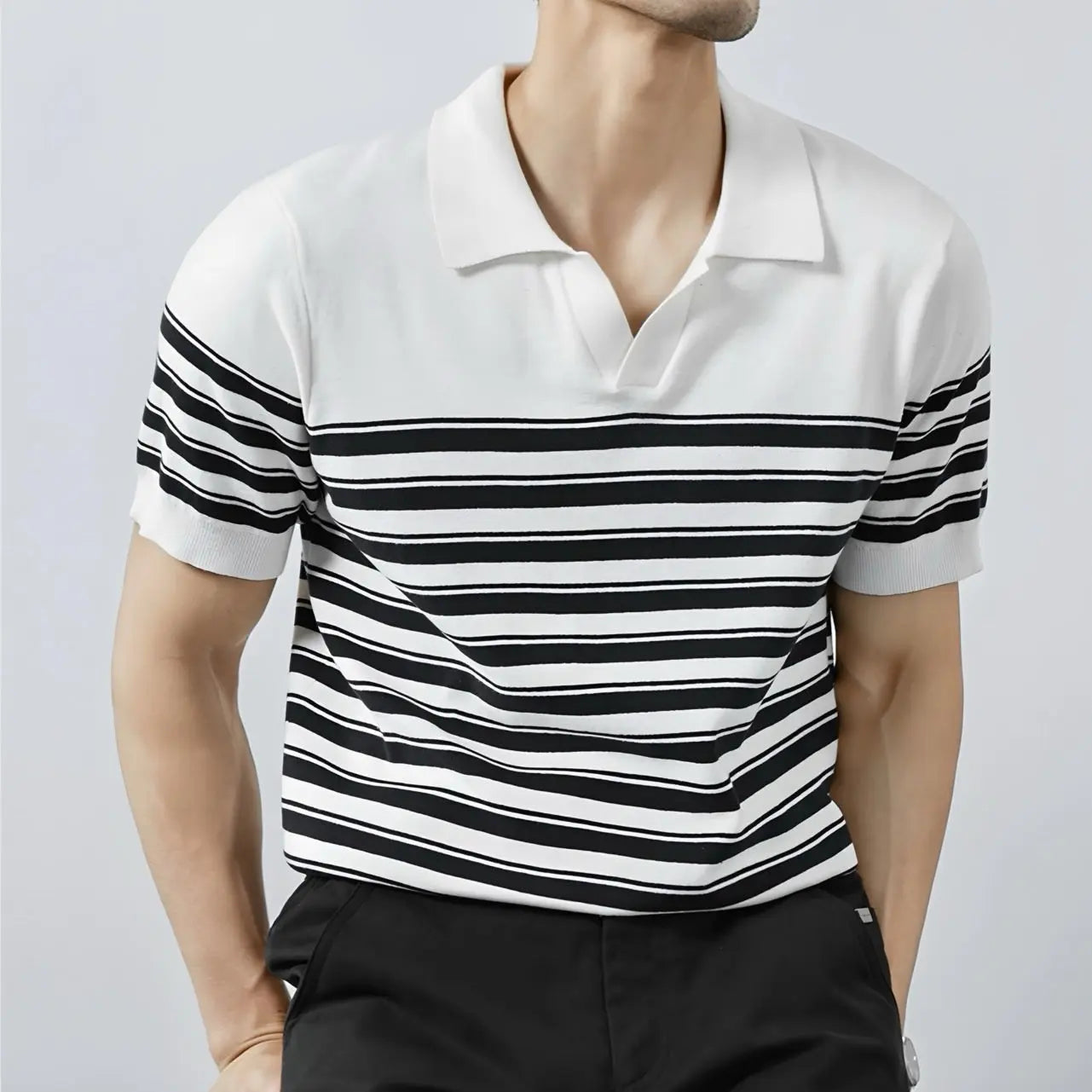 ZVNT polo Klassisches Streifen-Mesh-Polo für stilbewusste Herren