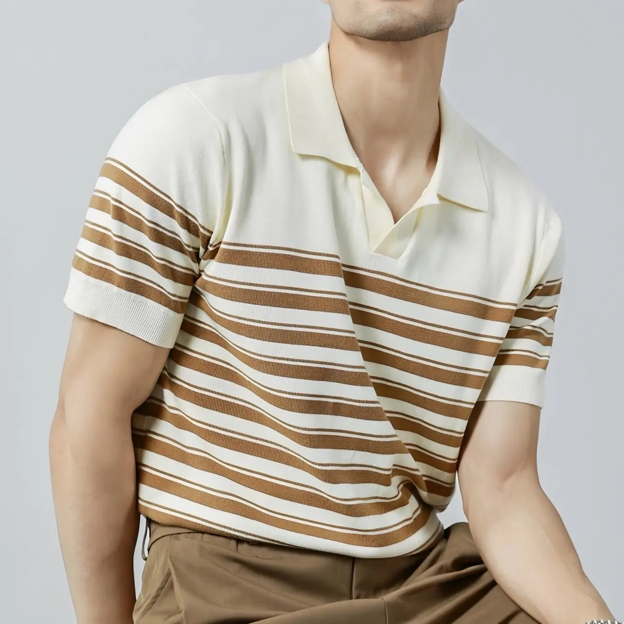 ZVNT polo Klassisches Streifen-Mesh-Polo für stilbewusste Herren