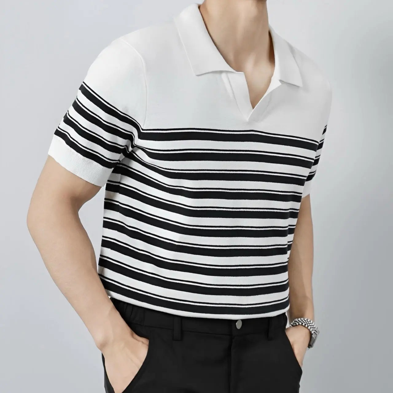 ZVNT polo Klassisches Streifen-Mesh-Polo für stilbewusste Herren