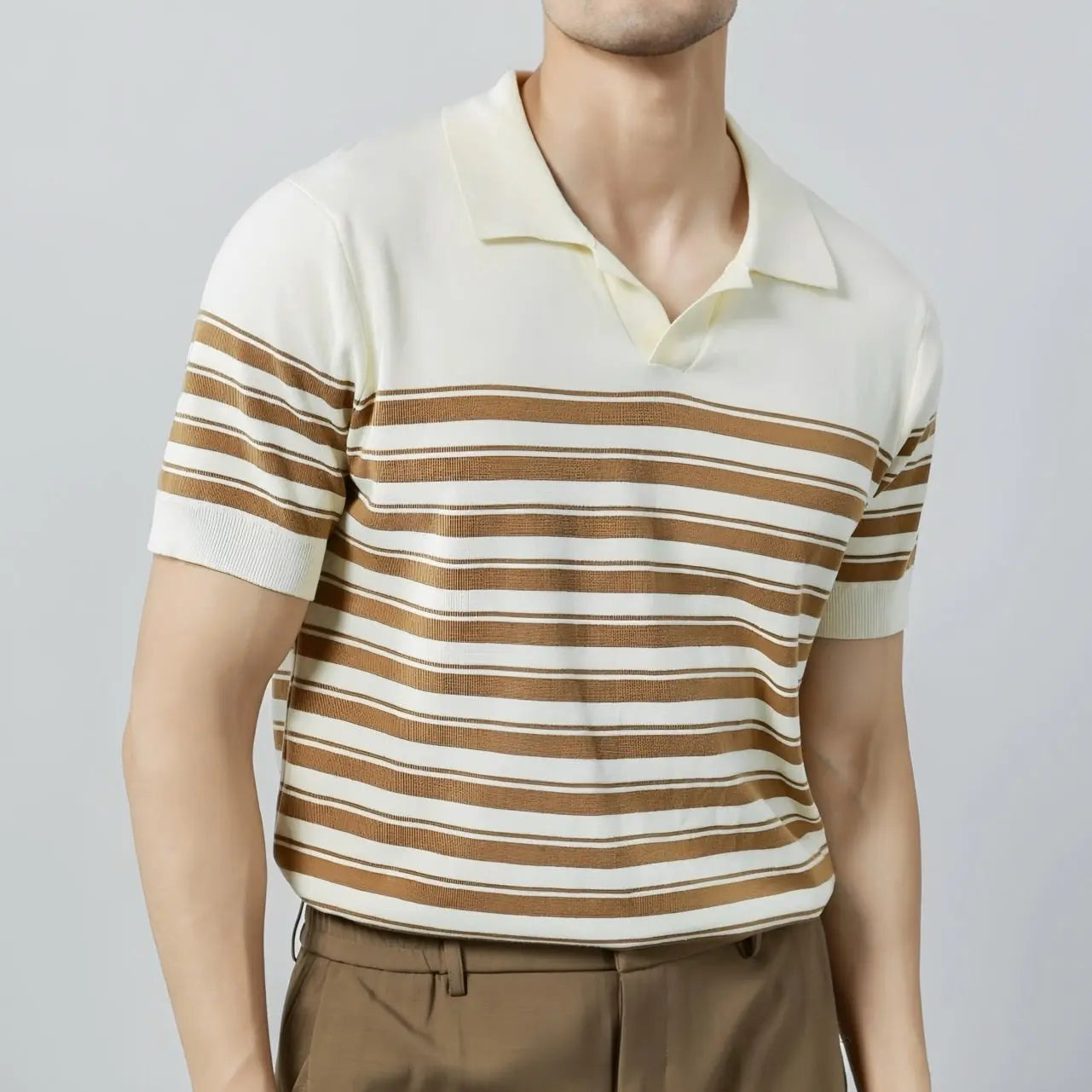 ZVNT polo Klassisches Streifen-Mesh-Polo für stilbewusste Herren