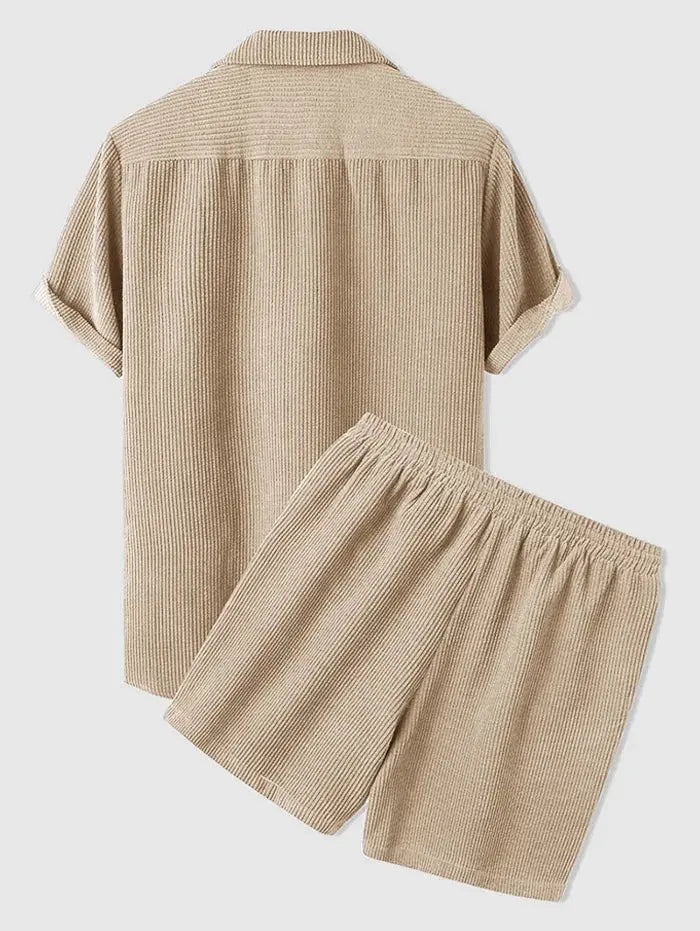 ZVNT set Minimalistisches Corduroy-Set: Shorts und Shirt für Stilbewusste