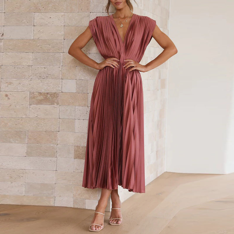 Elegantes Damen V-Ausschnitt Kleid für Abend- und Sommeranlässe-3