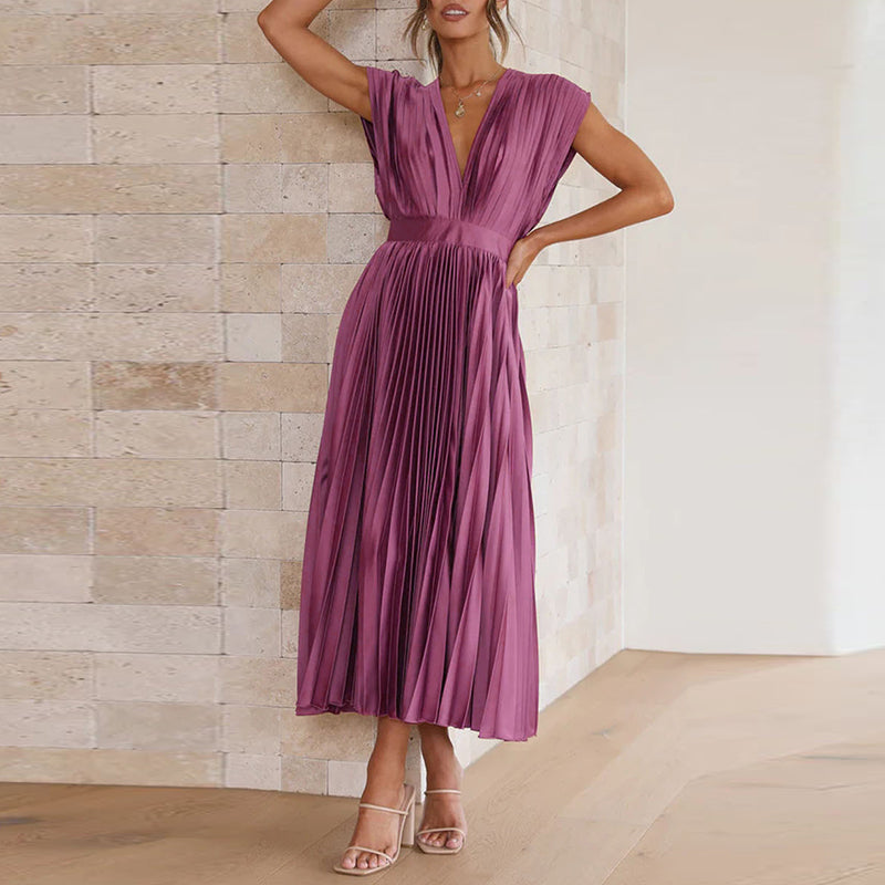 Elegantes Damen V-Ausschnitt Kleid für Abend- und Sommeranlässe-5