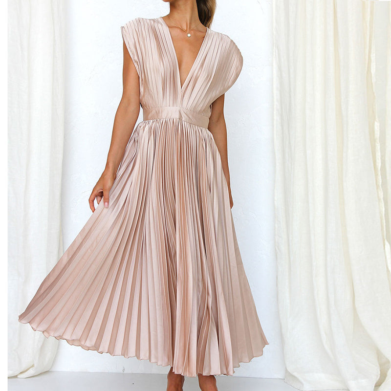 Variant image for Elegantes Damen V-Ausschnitt Kleid für Abend- und Sommeranlässe-5