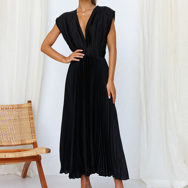 Variant image for Elegantes Damen V-Ausschnitt Kleid für Abend- und Sommeranlässe-13