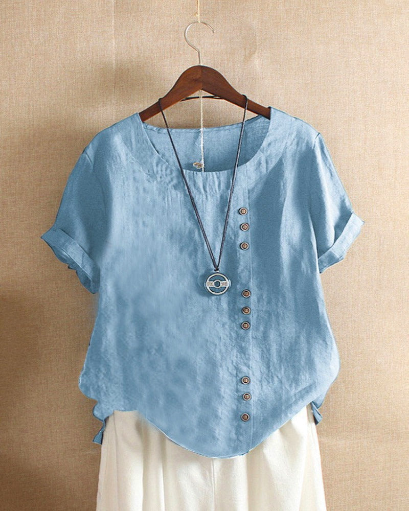 Variant image for Elegante Kurzarm-Bluse für Damen mit Rundhalsausschnitt-33