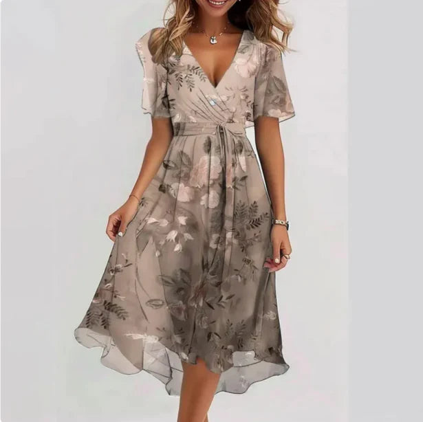 Elegantes Damen V-Ausschnitt Kleid Annegret für Abend und Sommer-3