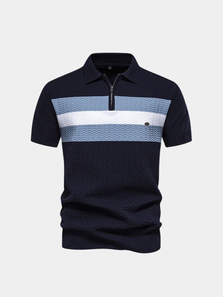 Klassische Passform Kurzarm Polo mit Viertel-Reißverschluss – Business Casual Eleganz