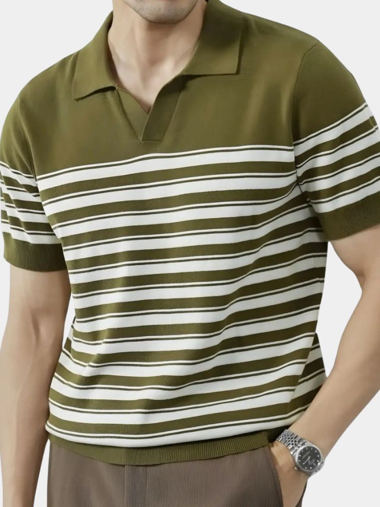 Klassisches Gestreiftes Mesh-Polo-Shirt für Herren – Stilvoll & Bequem