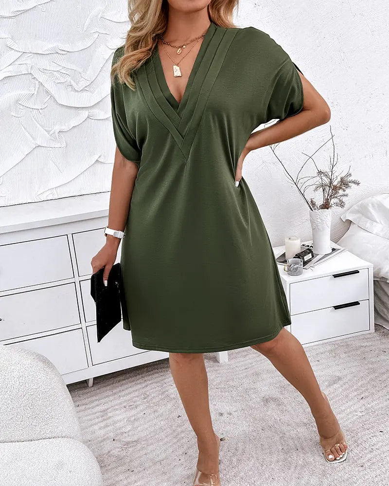 Elegantes V-Ausschnitt Damenkleid für Hochzeitsgäste & Feste-4