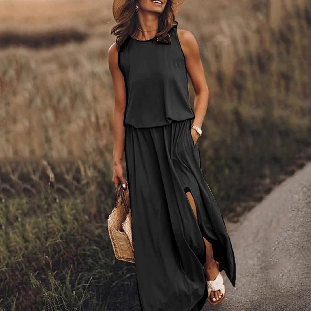 Damen Kleid Grau - Lässiges Sommerkleid aus Atmungsaktivem Polyester 1