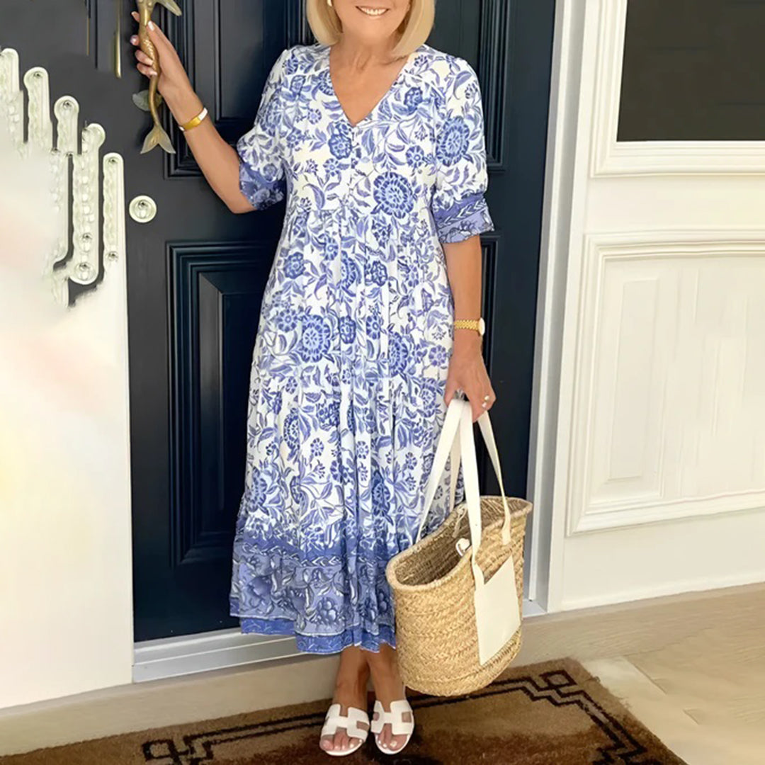 Damen Sommerkleid V-Ausschnitt Grün - Elegante Kleider für warme Tage 1