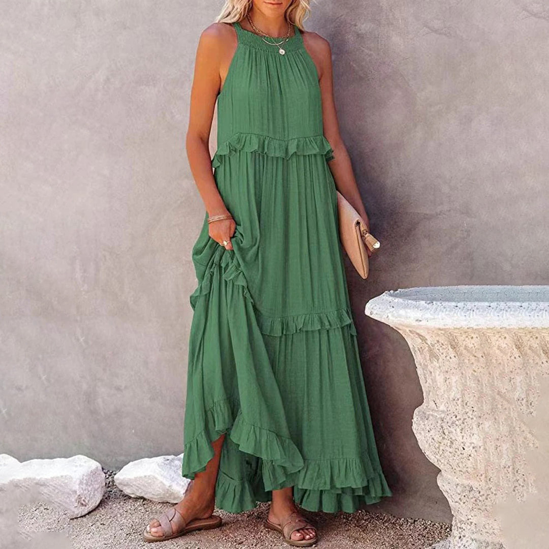Variant image for Damen Maxikleid Beige - Elegantes, Ärmeloses Sommer Kleid Lang für Festliche Anlässe und Sommerpartys-10
