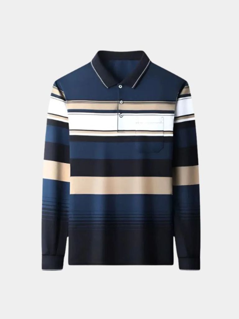 Langarm gestreiftes Polo-Shirt für stilbewusste Herren