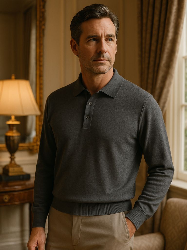 Wollstrick Polo Pullover mit Knöpfen – Stilvoller Komfort für Sie