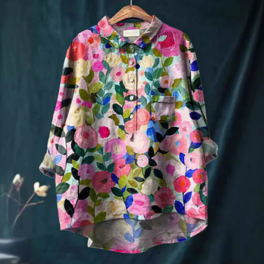 Elegante Bluse Damen mit Blumendruck – Sommerliche Leichtigkeit-1