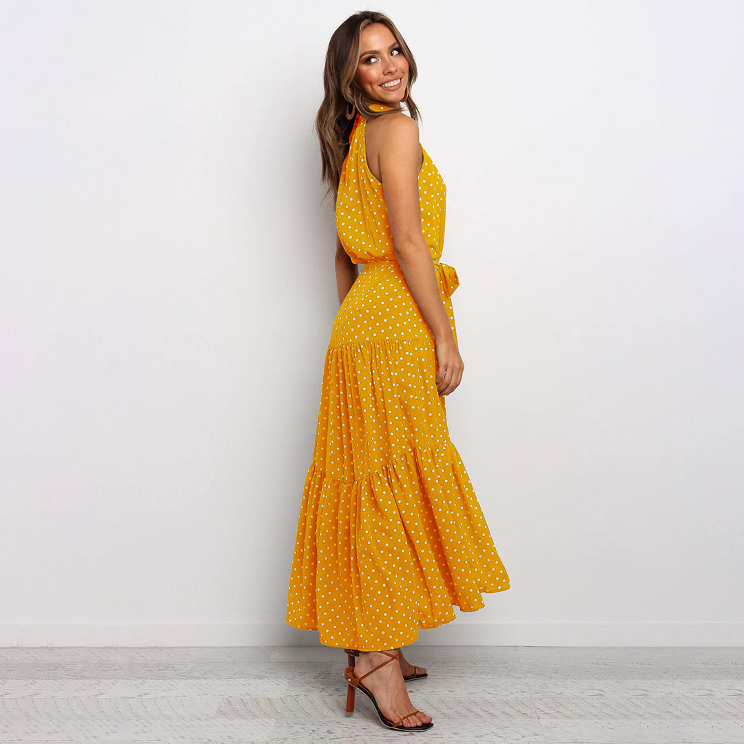 Damen Kleid A-Linie Grün mit Punkten, Elegantes Sommerkleid für Frauen 2