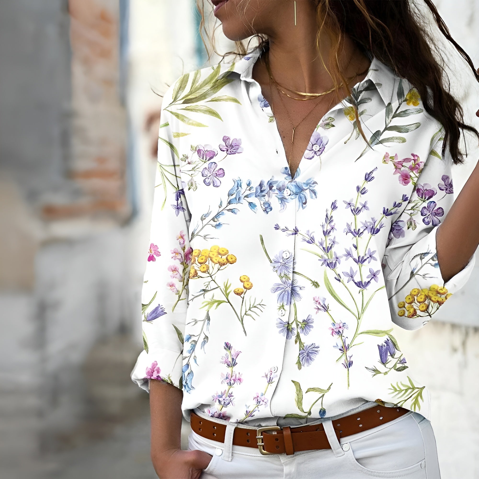 Hochwertige Damen Bluse mit Dynamischen Mustern – Lässig & Elegant-2