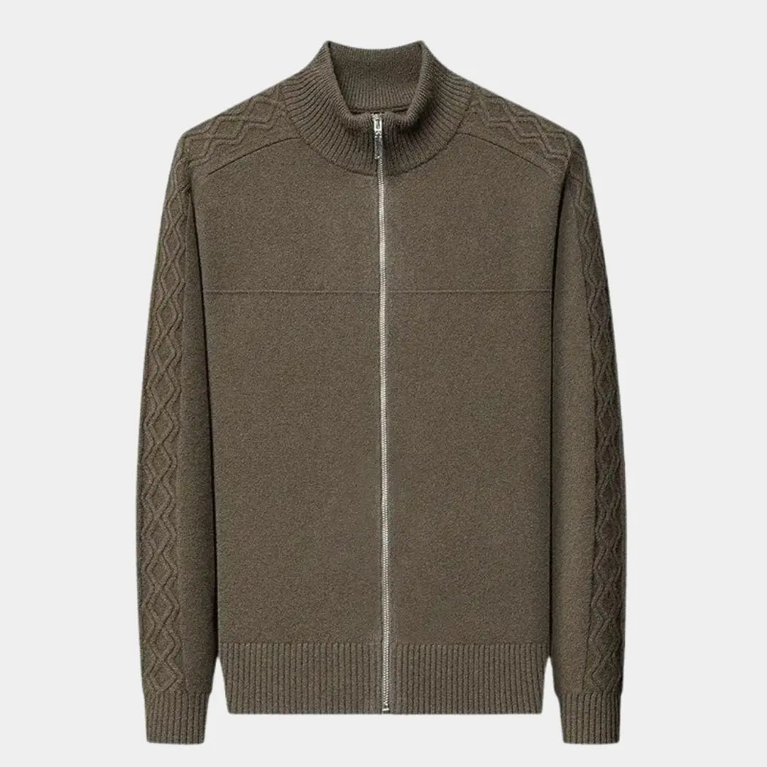 ZVNT Jacket Kaschmir Zip-Pullover mit Strick-Turtleneck – Luxuriöser Komfort