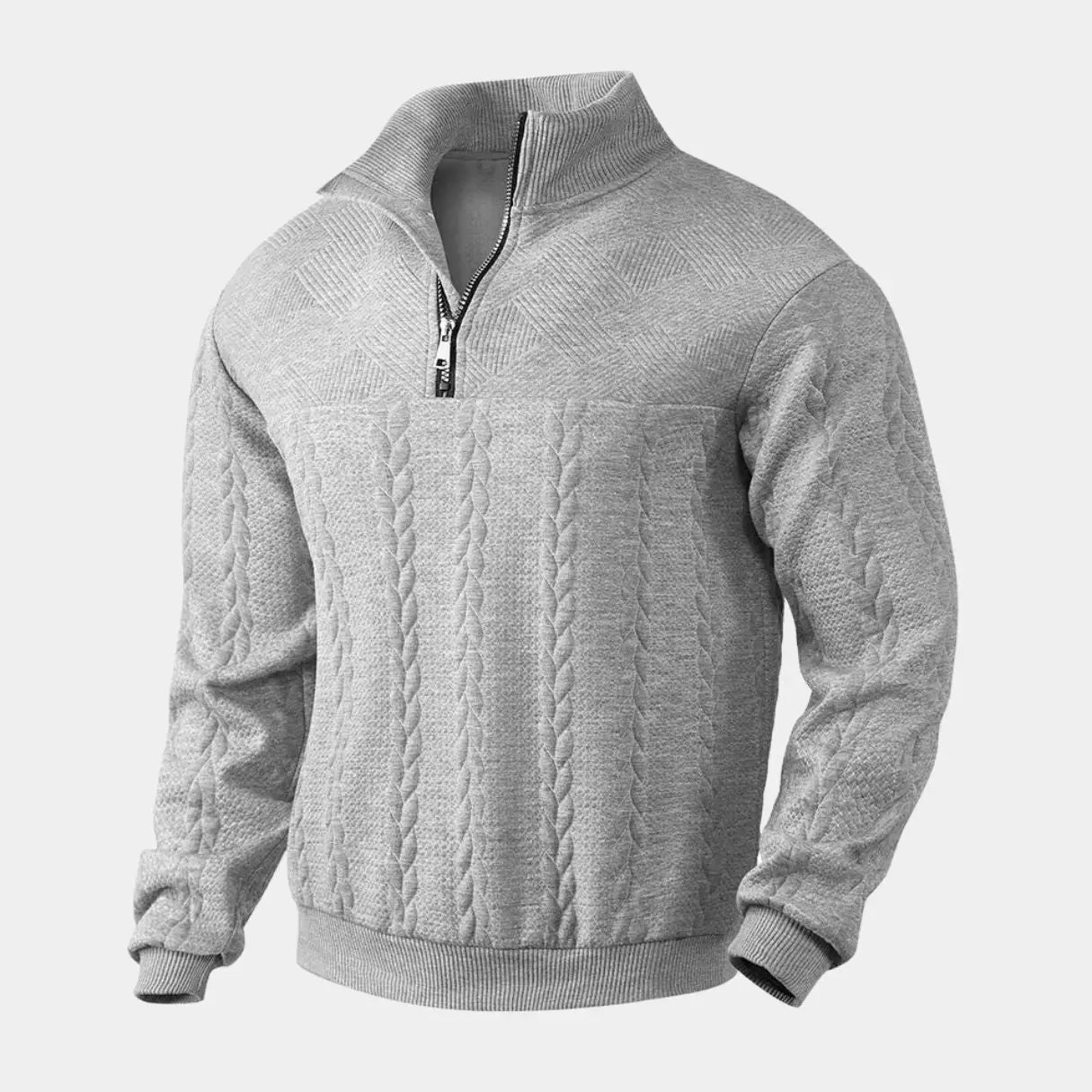 ZVNT Sweater Essentieller Henry Quarter Zip Pullover - Stilvoller Komfort