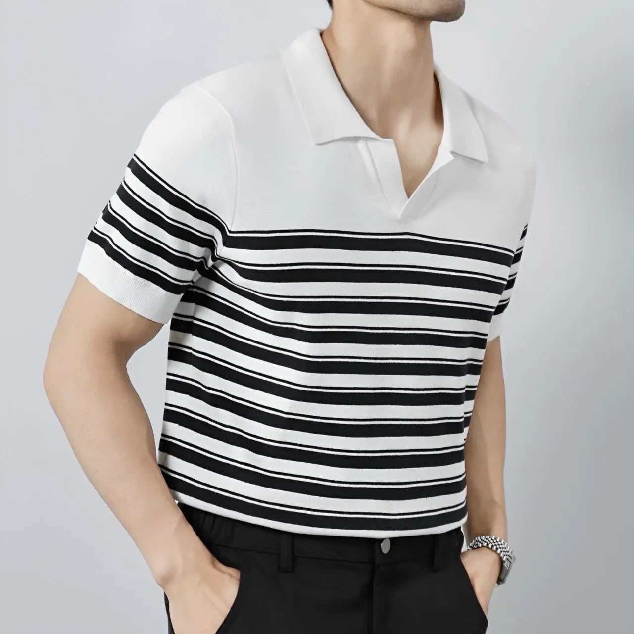 ZVNT polo Klassisches Streifen-Mesh-Polo für stilbewusste Herren
