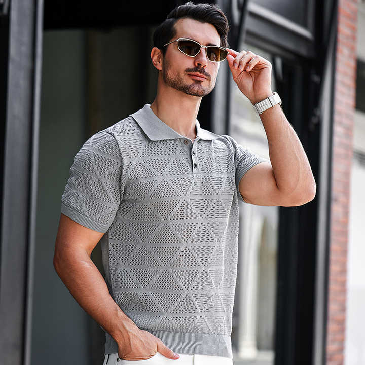 ZVNT polo Strukturiertes Strick-Polohemd für stilvolle Eleganz