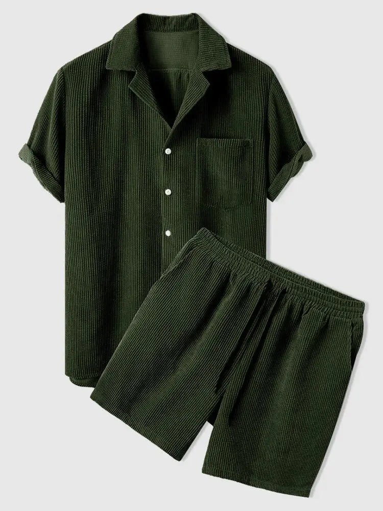 ZVNT set Minimalistisches Corduroy-Set: Shorts und Shirt für Stilbewusste