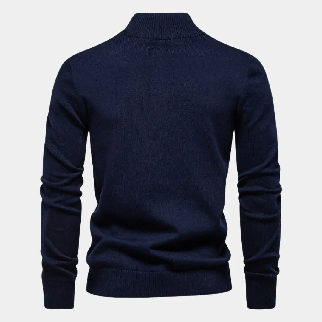 ZVNT sweater Gestreifter Strickpullover mit Viertelreißverschluss für Herren