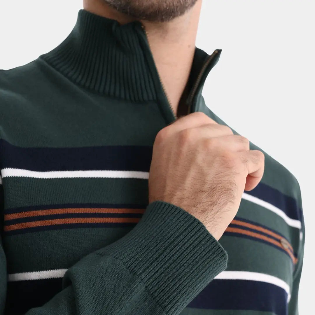 ZVNT sweater Gestreifter Strickpullover mit Viertelreißverschluss für Herren