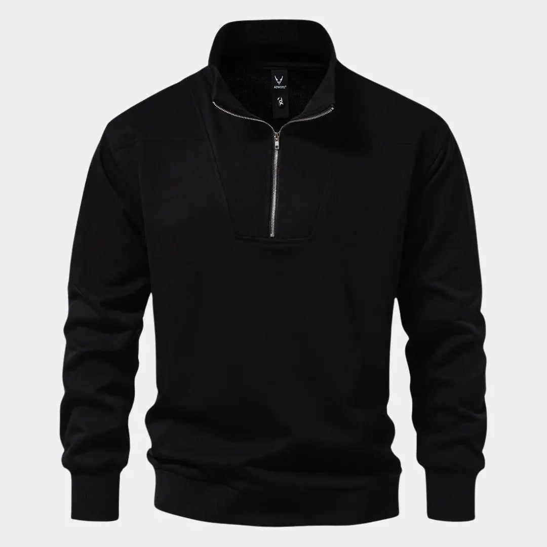 ZVNT sweater Zip Schwarz Revers Sport Hoodie - Stilvolles Sweatshirt für Aktive