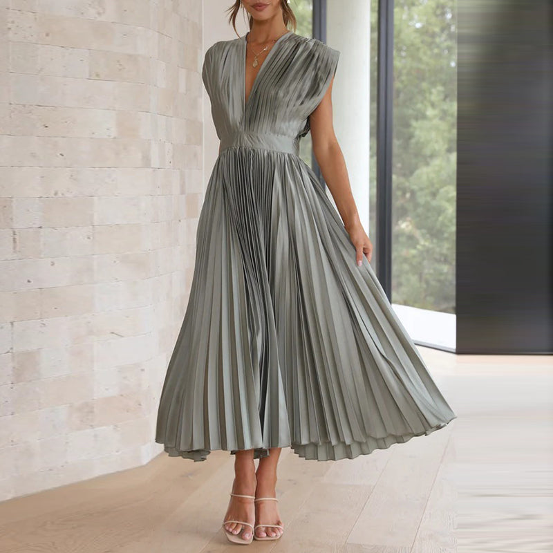 Elegantes Damen V-Ausschnitt Kleid für Abend- und Sommeranlässe-1
