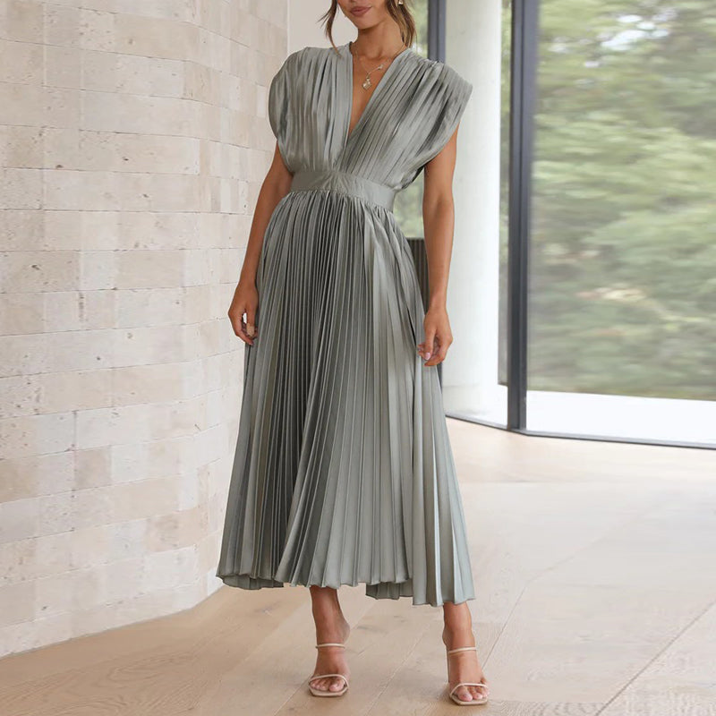 Elegantes Damen V-Ausschnitt Kleid für Abend- und Sommeranlässe-2
