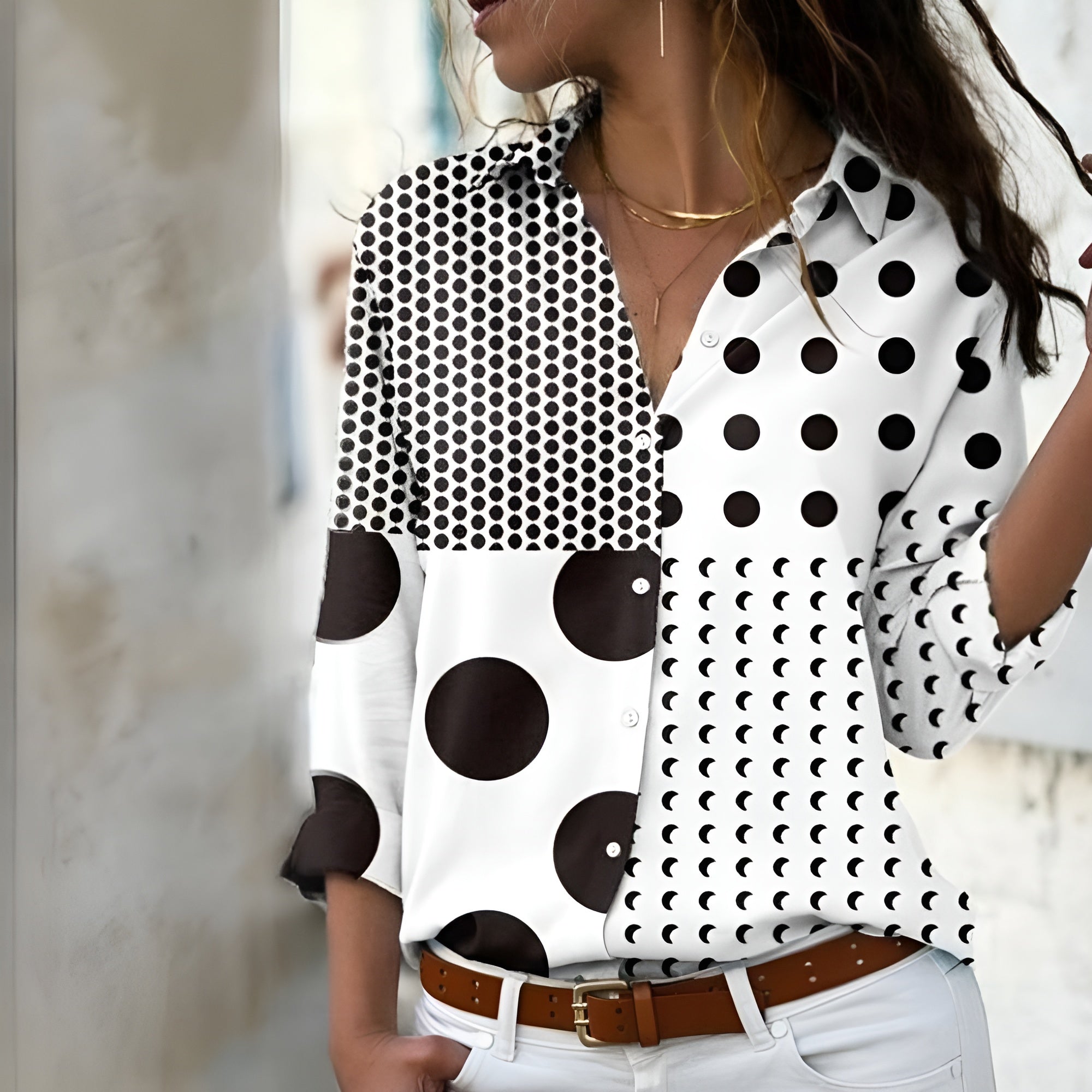 Hochwertige Damen Bluse mit Dynamischen Mustern – Lässig & Elegant-1